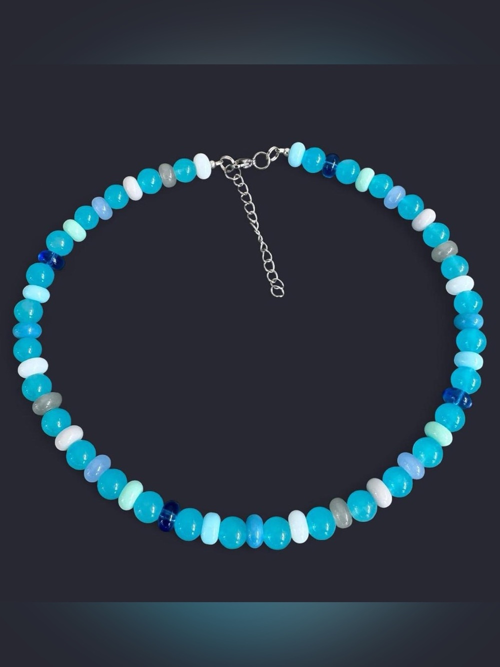 Blue Crush Glass Bead Necklace